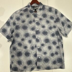 Banana Republic Shirt Mens Medium Blue Floral Organic Cotton Button Up Relaxed